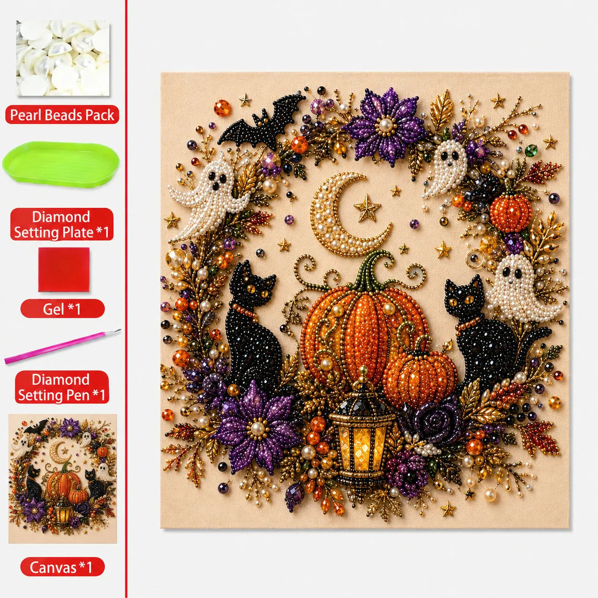 👻 Halloween Pearl Art DIY Kit – Turn Tiny Pearls into Spooky-Cute Magic✨