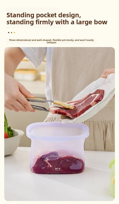 Stand-Up Resealable Food Storage Bags – Reusable Leakproof Fresh-Keeping Bags for Kitchen Organization