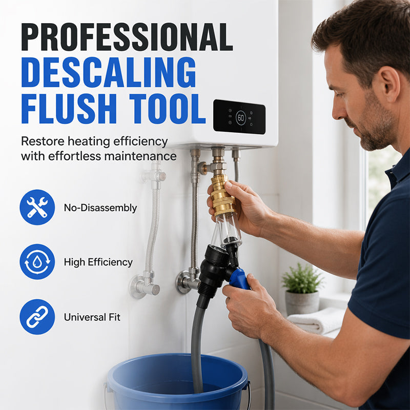 Universal Water Heater Cleaning Kit – Chemical-Free Sediment Removal Tool with Rubber Gaskets for Tank Maintenance