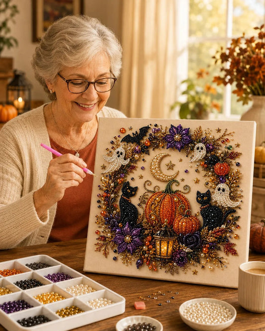 👻 Halloween Pearl Art DIY Kit – Turn Tiny Pearls into Spooky-Cute Magic✨