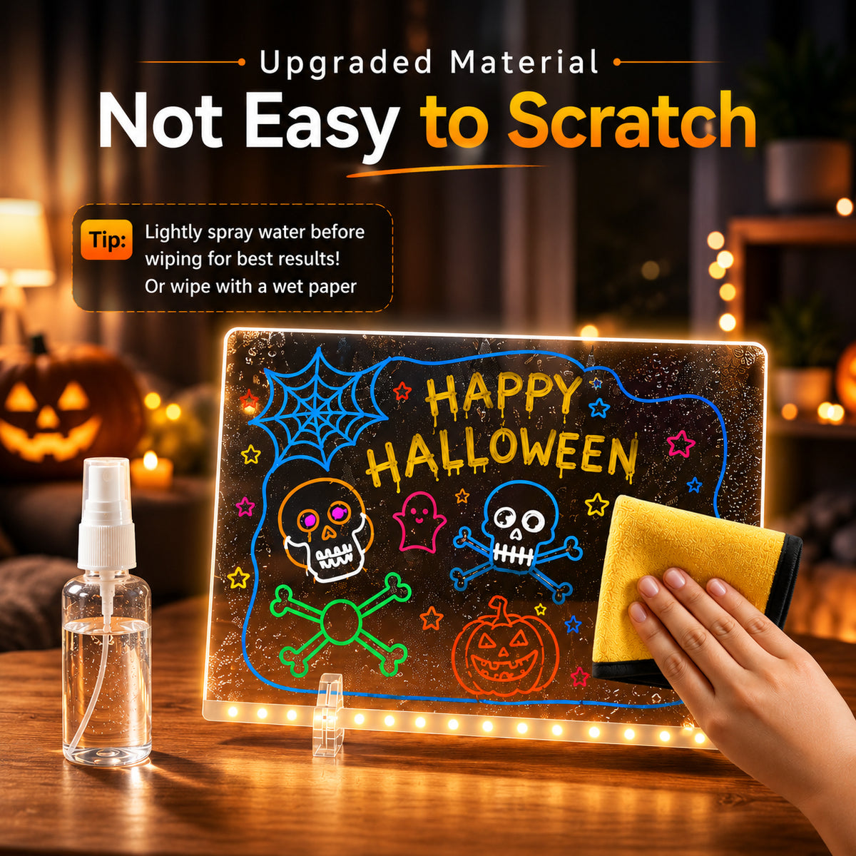 LED Glow Drawing Board for Kids, Reusable Colorful Light-Up Writing & Doodle Board