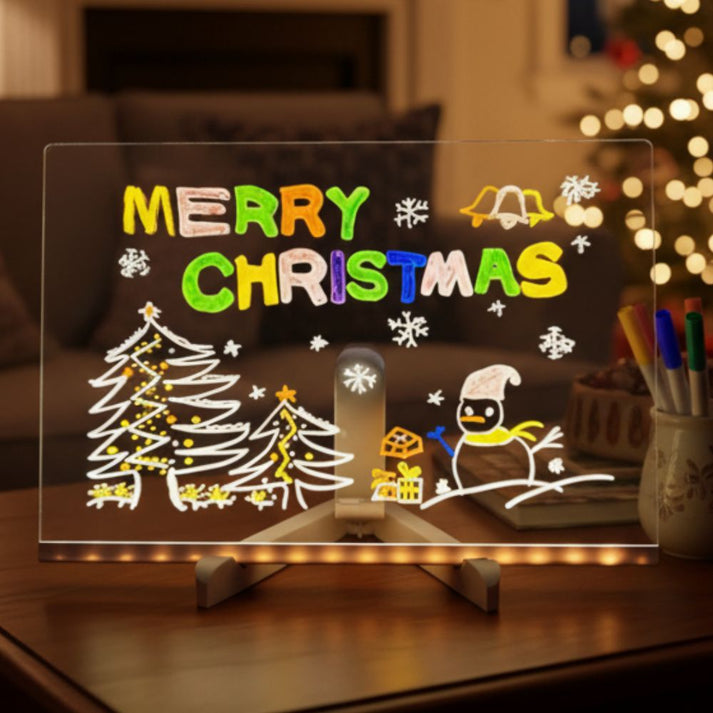 LED Glow Drawing Board for Kids, Reusable Colorful Light-Up Writing & Doodle Board
