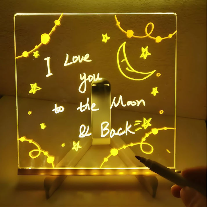 LED Glow Drawing Board for Kids, Reusable Colorful Light-Up Writing & Doodle Board