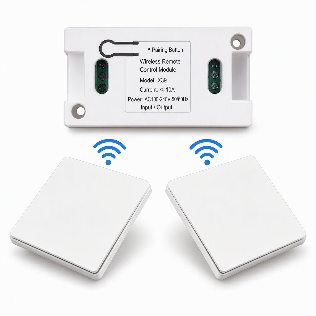 Wireless Light Switch Kit, No Wiring Needed, Self-Adhesive Wall Switch with 220V Receiver for Home Lighting