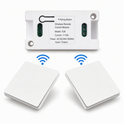 Wireless Light Switch Kit, No Wiring Needed, Self-Adhesive Wall Switch with 220V Receiver for Home Lighting