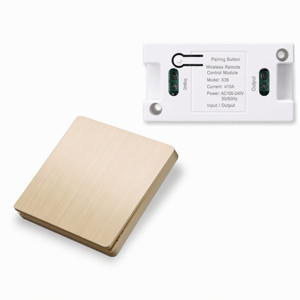 Wireless Light Switch Kit, No Wiring Needed, Self-Adhesive Wall Switch with 220V Receiver for Home Lighting