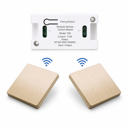 Wireless Light Switch Kit, No Wiring Needed, Self-Adhesive Wall Switch with 220V Receiver for Home Lighting