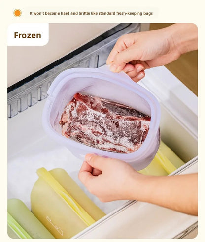 Stand-Up Resealable Food Storage Bags – Reusable Leakproof Fresh-Keeping Bags for Kitchen Organization